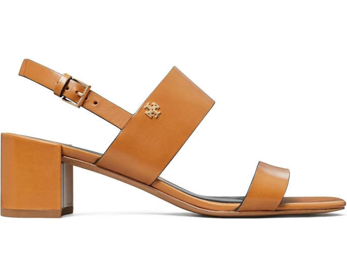 Босоножки Tory Burch на каблуке 50 мм с двойным Т ремешком
