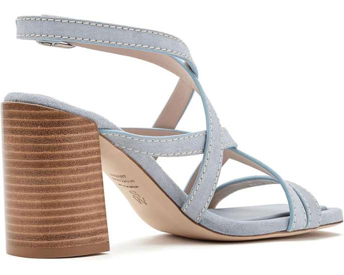 Туфли Park Block 85 на устойчивом каблуке Stuart Weitzman ярко-синие и натуральные