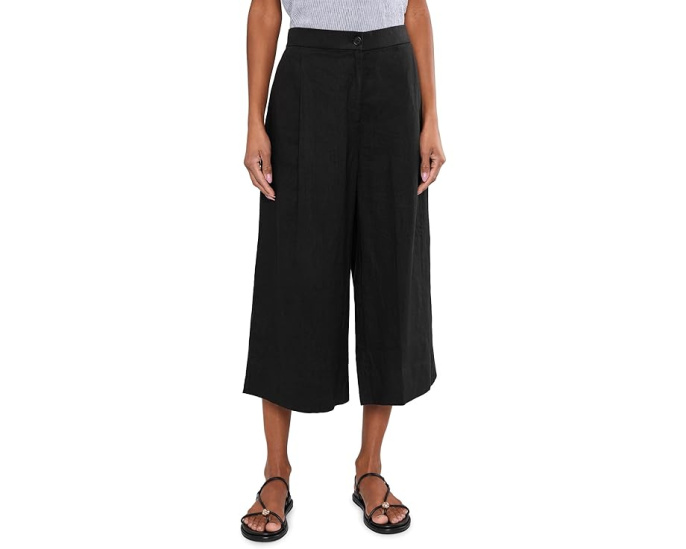Брюки Eileen Fisher из органического льна с защипами и укороченной длиной
