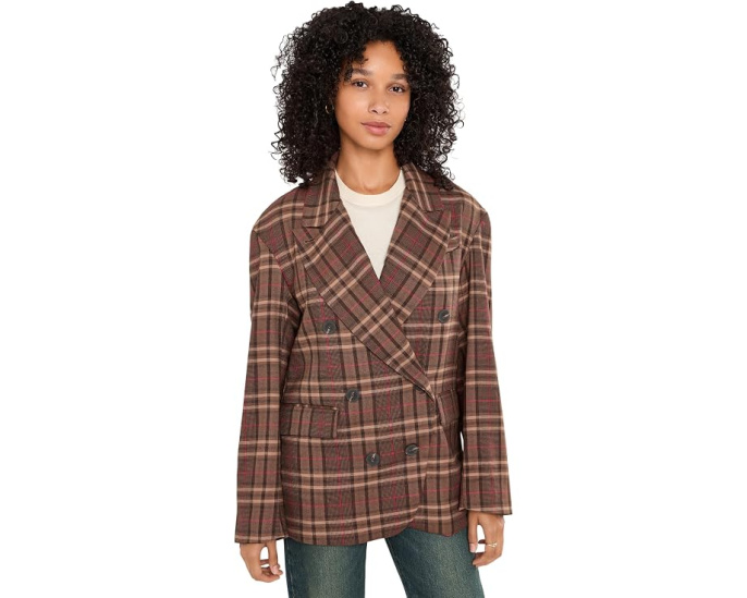 Двубортный блейзер Free People Dean в клетку