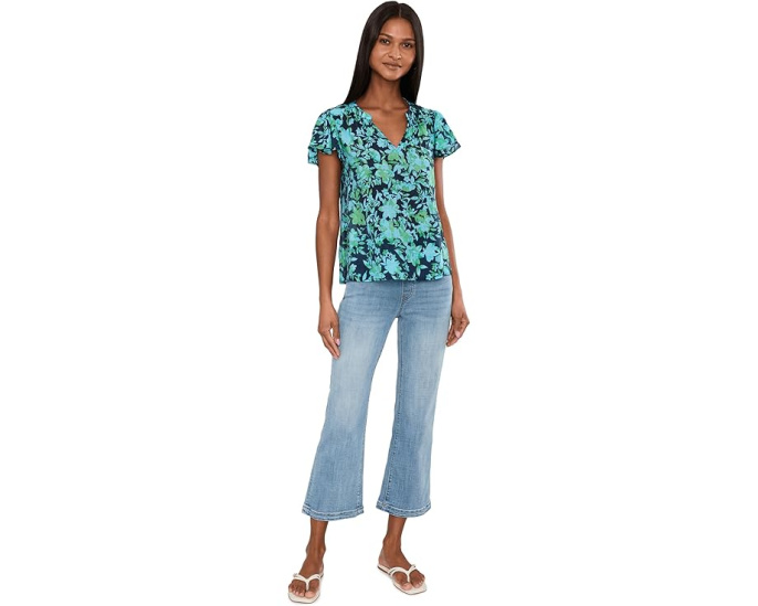 CeCe топ с цветочным принтом и рукавами Floral Shirred Flutter Sleeve