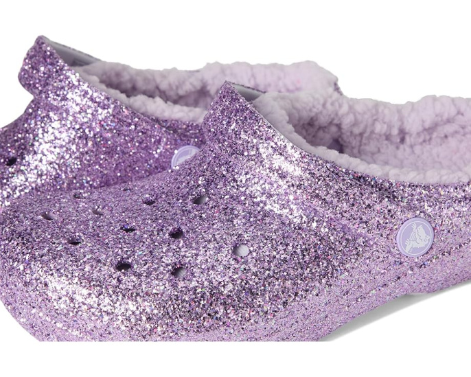 Crocs Classic Lined Glitter Clog утепленные блестящие сабо для малышей