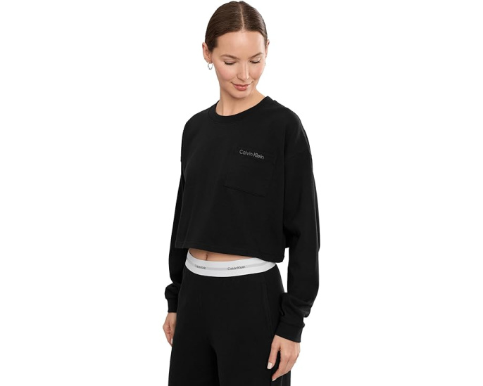 Calvin Klein Underwear Кроп-топ с длинным рукавом и логотипом из джерси