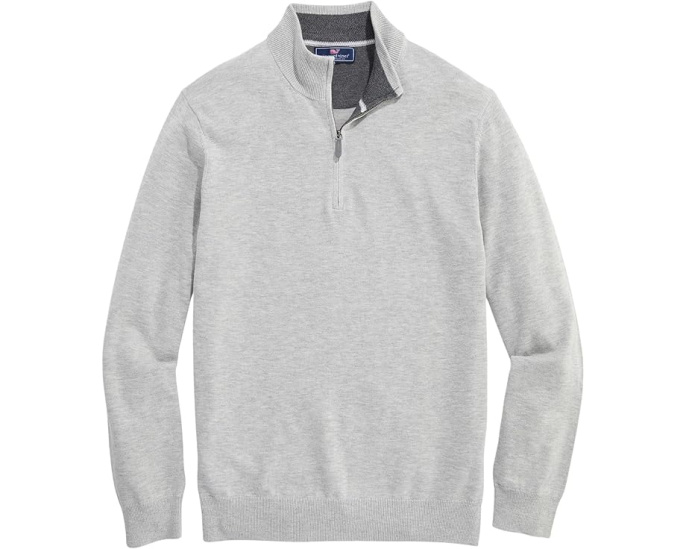 Свитер Boathouse Tipped на четверть молнии из смеси хлопка и шелка Vineyard Vines