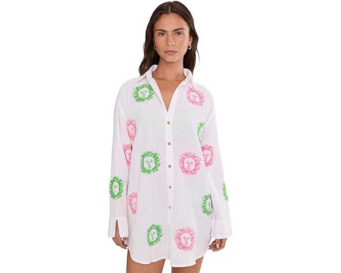 Рубашка Kwitney Embroidered Long от Lilly Pulitzer с вышивкой