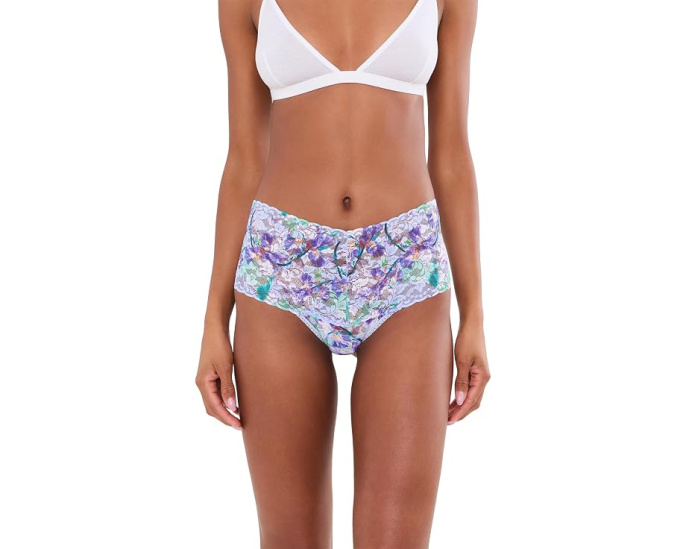 Синее стринги Printed Signature Lace Retro Thong Hanky Panky