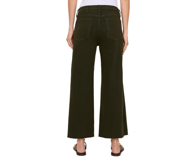 Meg High-Rise Fab Ab Wide Leg Raw Hem in Tuscan Olive