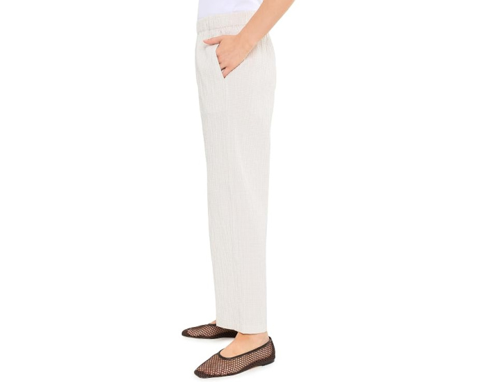 Eileen Fisher Органические хлопковые брюки Pucker Check Ankle Wide Pant Белые