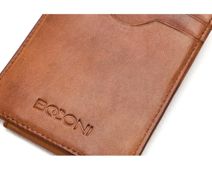 Картхолдер с магнитным клипсом Boconi из натуральной кожи