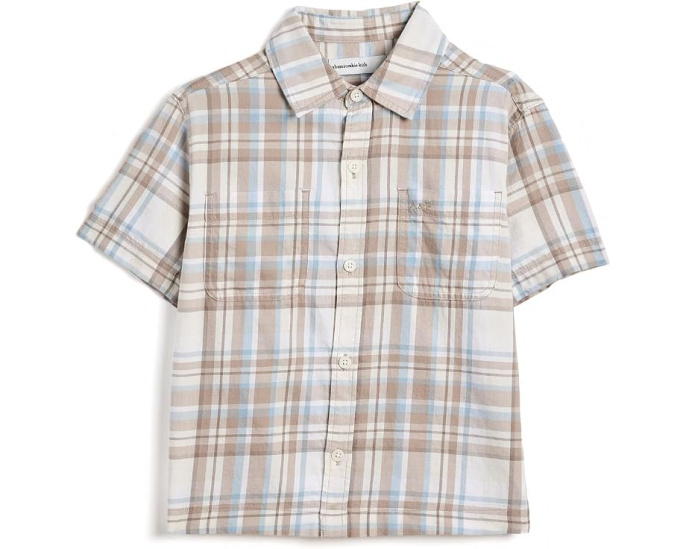 Повседневная клетчатая рубашка Boxy Woven abercrombie kids для детей