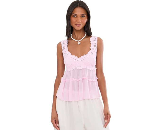 Свободное кружевное ками Free People с цветочным принтом