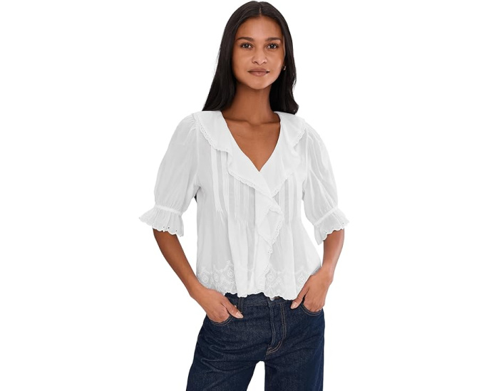Топ Madewell Kelly с вышивкой и воротником на пуговицах