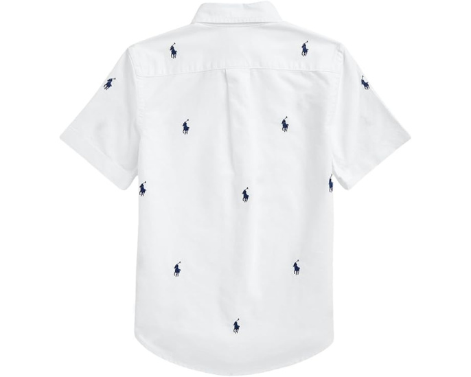 Polo Ralph Lauren рубашка с коротким рукавом для детей Pony Oxford White Navy