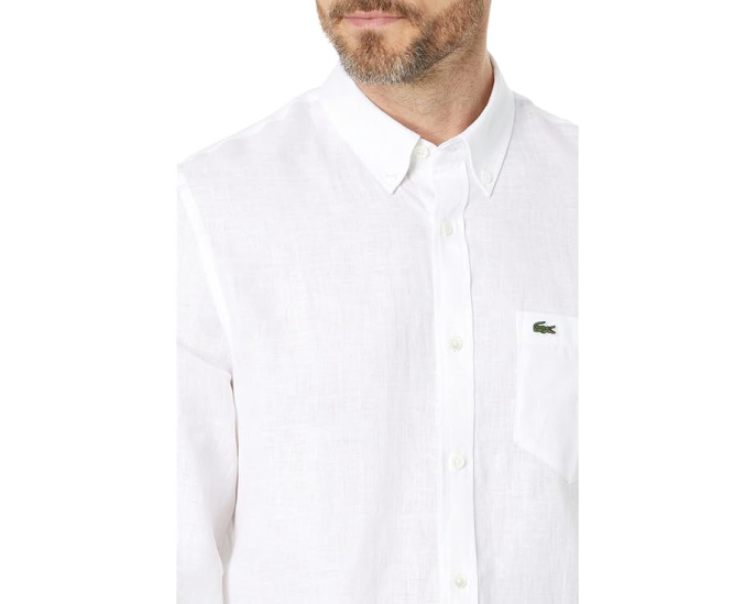 Lacoste льняная рубашка прямого кроя с длинным рукавом