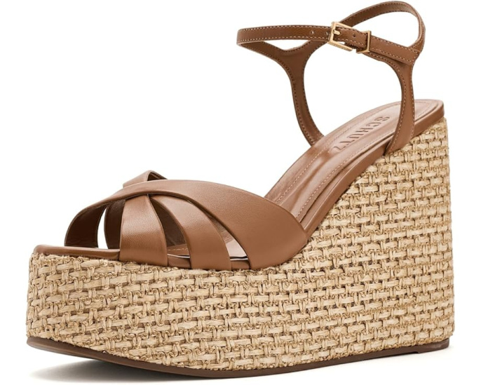 Босоножки-клинья Schutz Keefa Metallic с текстурированной рафией