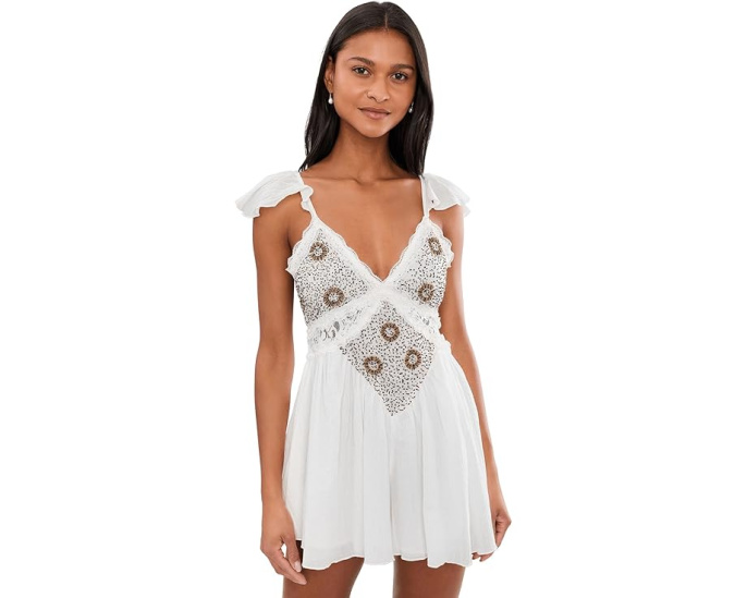 Ромпер Enchanted Rompers Free People с вышивкой