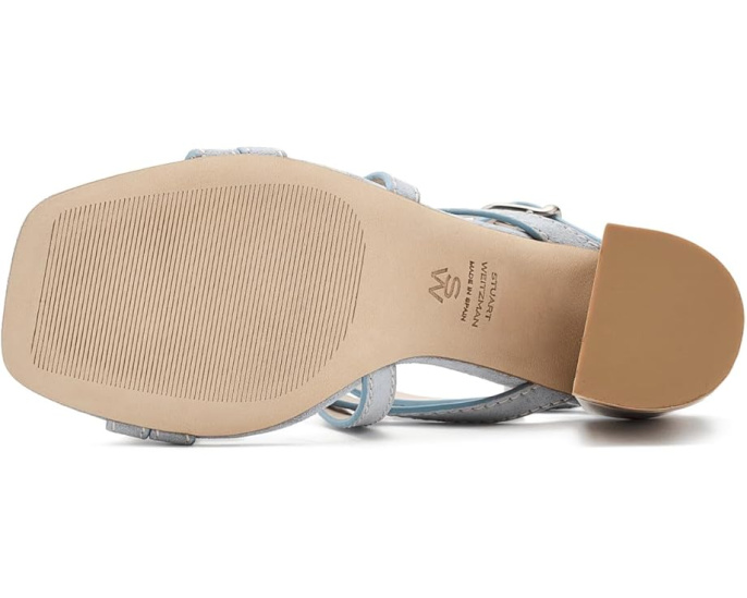 Туфли Park Block 85 на устойчивом каблуке Stuart Weitzman ярко-синие и натуральные