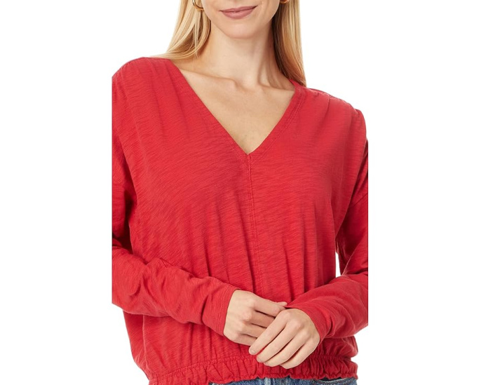 Футболка Lilla P Elastic Hem Easy V-Neck с длинным рукавом