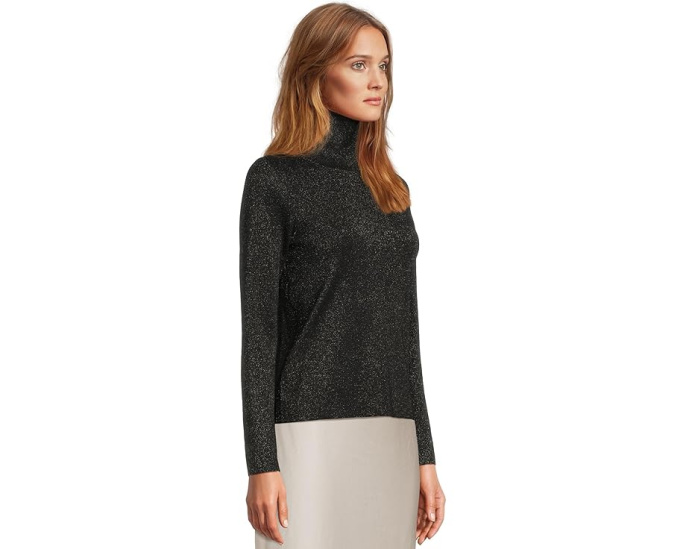 Свитер EILEEN FISHER из шерсти с люрексом и воротником-стойкой