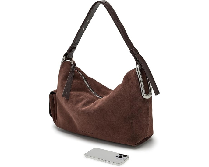 Scene Large Shoulder Bag In Suede
