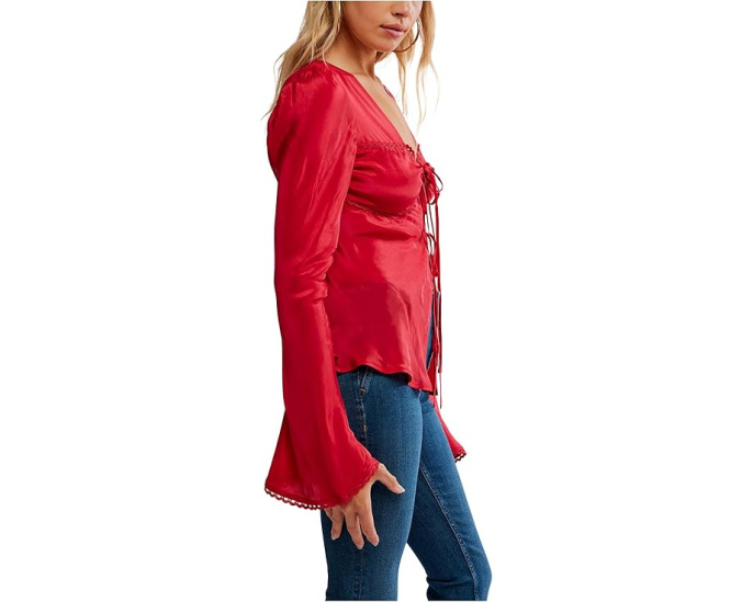 Топ Free People Bali Ariel с V-образным вырезом и вышивкой