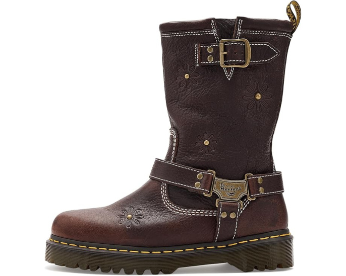 Dr. Martens Anistone Hi Flower ботинки из темной кожи