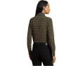 Chain-Print Crepe Tie Neck Blouse