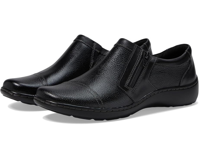 Слипоны Clarks Cora Giny из текстурированной кожи и текстиля с двумя молниями