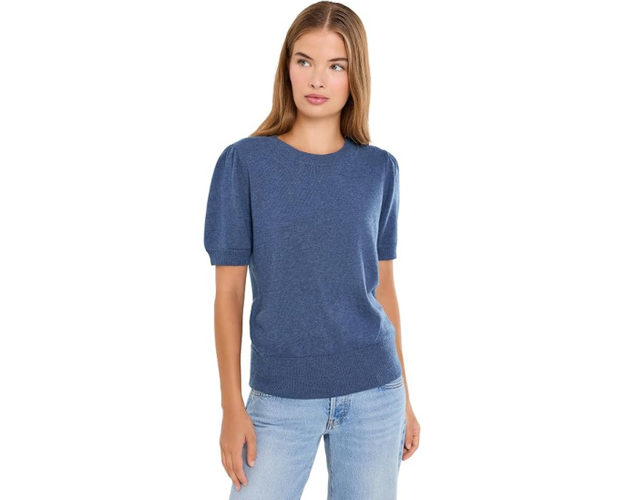 Short Sleeve Puff Sleeve Crew Neck