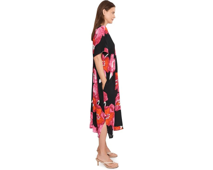 Кафтан Natori Bold Poppy Crinkle с принтом мака