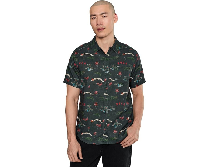 Рубашка RVCA Reception Short Sleeve с гавайским принтом и карманом