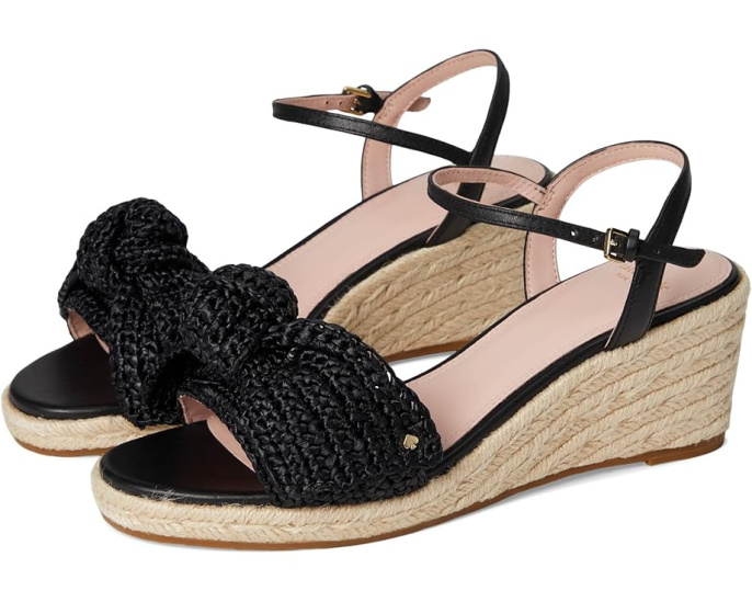 Kate Spade New York сандалии Leandra Raffia на танкетке с регулируемым ремешком
