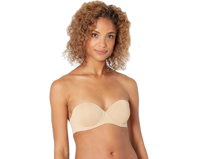 Бюстгальтер Calvin Klein Push Up Strapless бежевый с пуш-ап эффектом