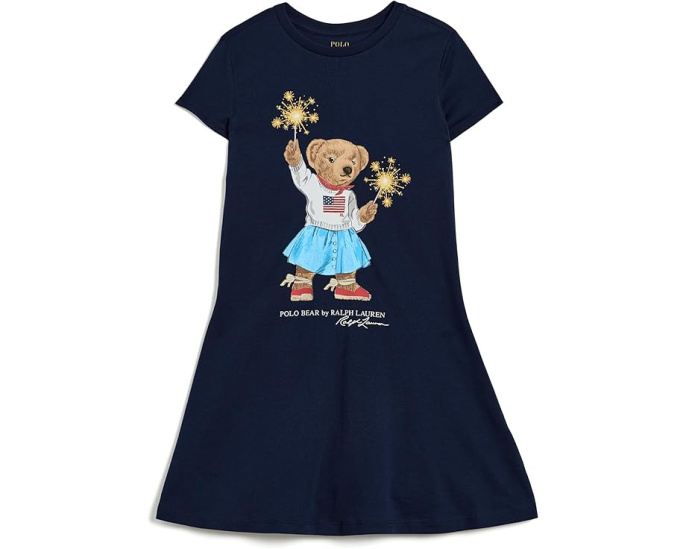 Платье Polo Ralph Lauren для детей с Polo Bear из хлопкового джерси