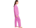 Пижамный комплект Long Sleeve Notch Collar Long Pants PJ от Lauren Ralph Lauren с принтом в розовую полоску