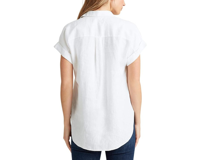 Рубашка Lauren Ralph Lauren Petite Linen Short Sleeve льняная