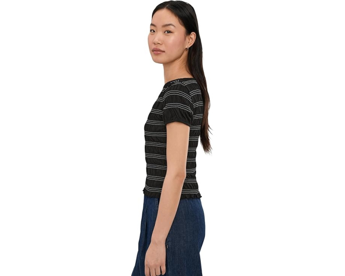 Блуза Madewell с коротким рукавом и сборкой в рубчик