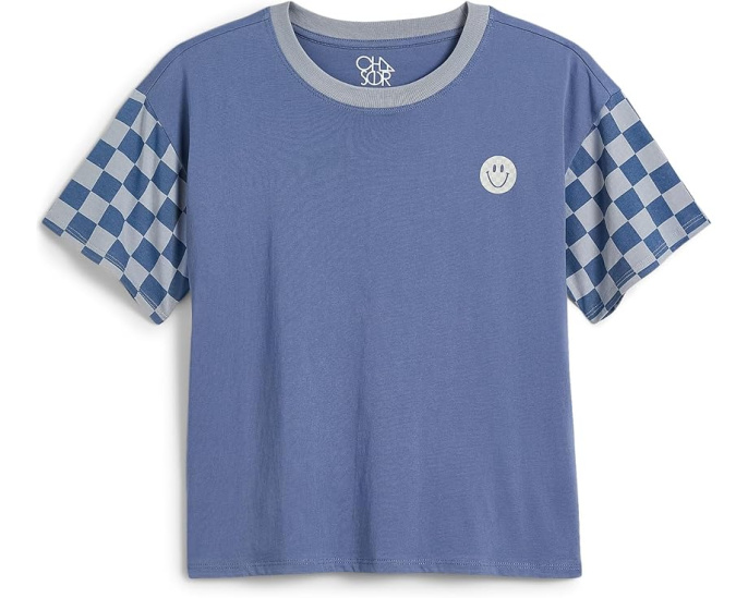 Checkered Smiley Graphics Crew Neck T-Shirt (Little Kid/Big Kid)