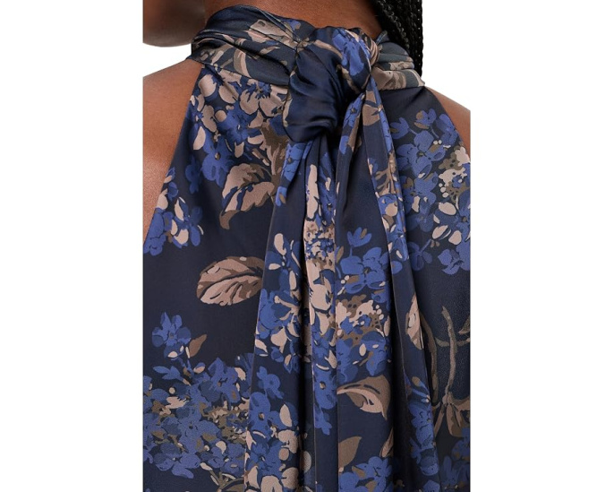 Floral Tie Neck Halter Cocktail Dress