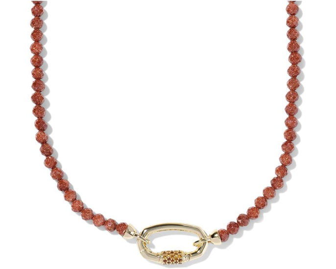 Kendra Scott ожерелье Emery Beaded Strand с бусинами из золота и черного агата