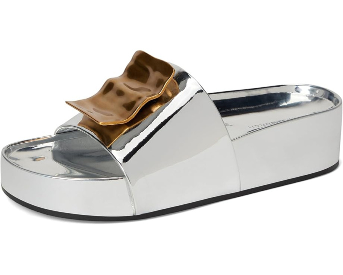 Сандалии Patos Mismatch Hammered Slide от Tory Burch с металлическим декором и платформой