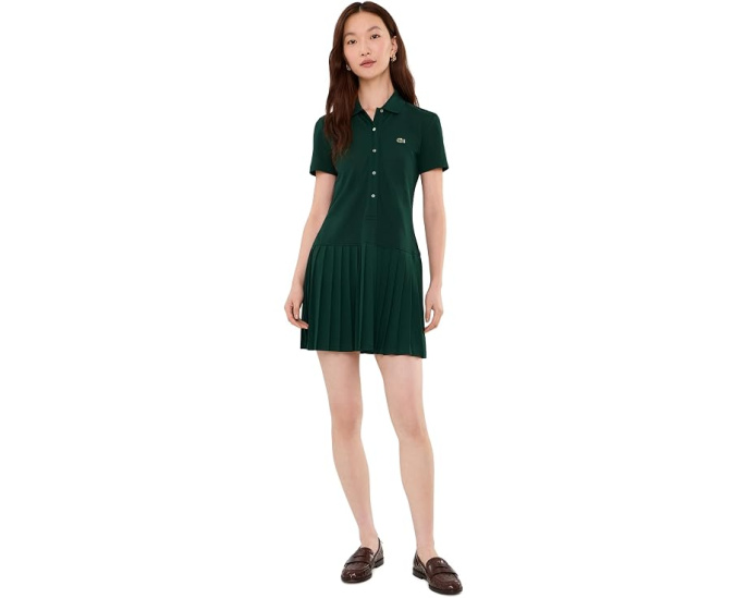 Платье Lacoste поло приталенное с плиссировкой