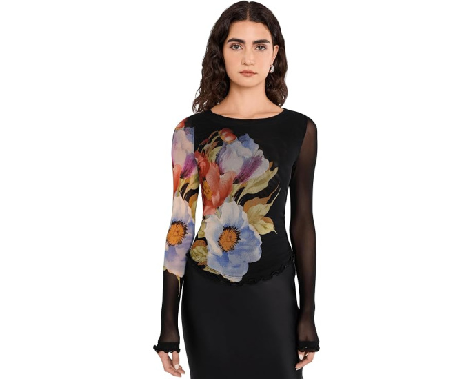 Free People топ Lilly Printed с длинным рукавом