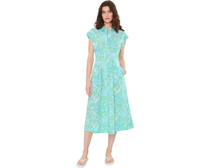 Lilly Pulitzer Платье-рубашка Tonya Midi голубое