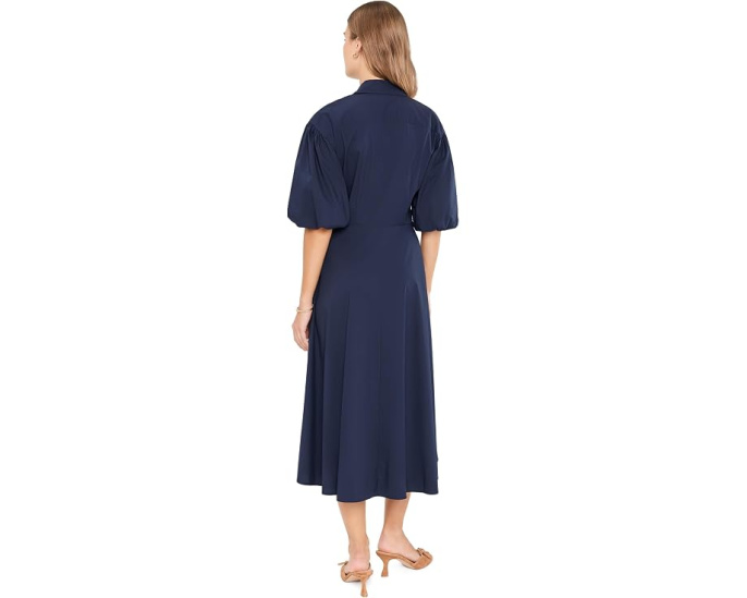 Petite Twist-Front Bubble-Sleeve Shirtdress