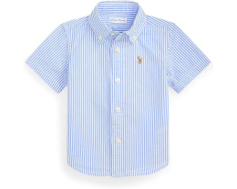 Полосатая рубашка из хлопкового пике для младенцев Polo Ralph Lauren Kids
