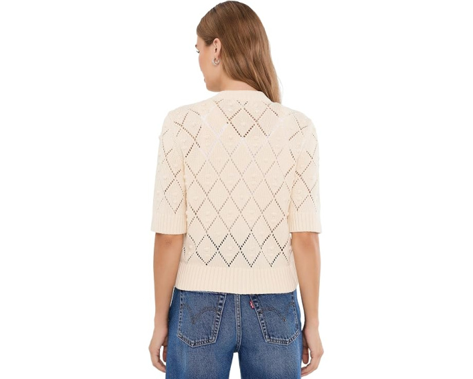 Kate Cotton Bauble Solid Short Sleeve Cardigan