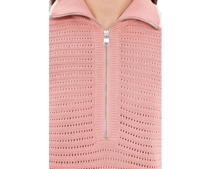 Varley вязаный свитер Morwenna 1/2 Zip Knit c половинной молнией розовый