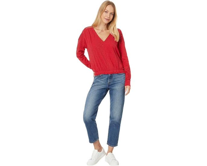 Футболка Lilla P Elastic Hem Easy V-Neck с длинным рукавом