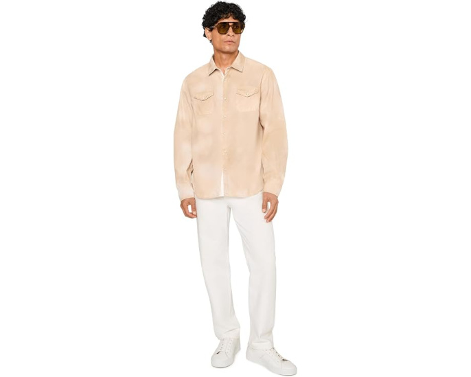 Рубашка ковбойская Marshal Western Snap Front на пуговицах John Varvatos из хлопка бежевая